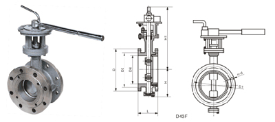 雙偏心四氟密封蝶閥 D343H、D343Y 型 PN6~PN40